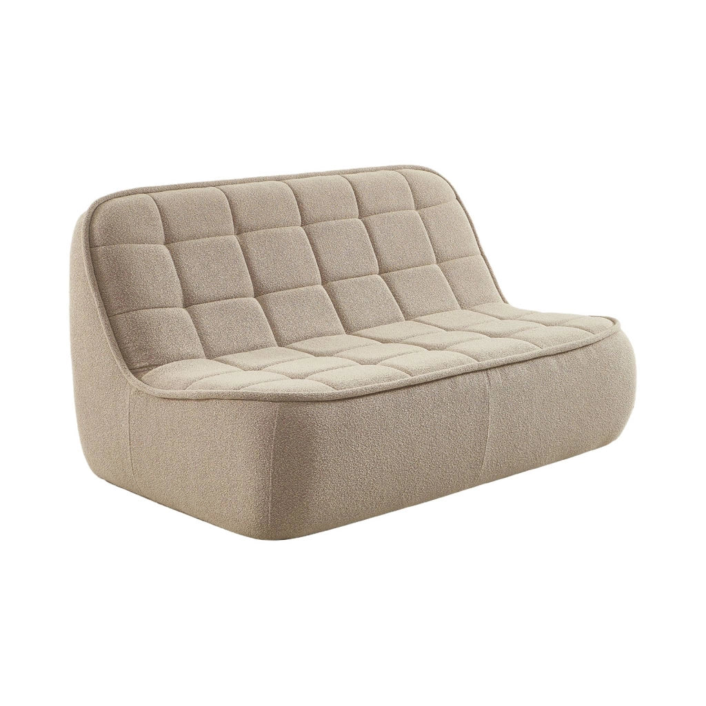 Poltrona in bouclé testurizzato, 2 posti, beige
