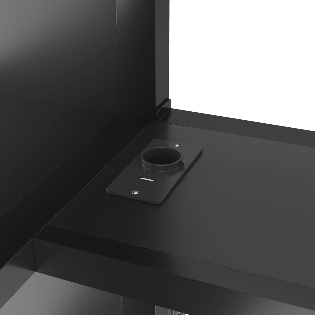 DESMIU Letto a soppalco 140 × 200 cm 2 posti con scrivania, ripiani, LED e armadio aperto, senza materasso, in metallo, nero