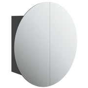 Armadio da Bagno con Specchio Rotondo e LED-Mobiletto a specchio Nero 40x40x17,5cm