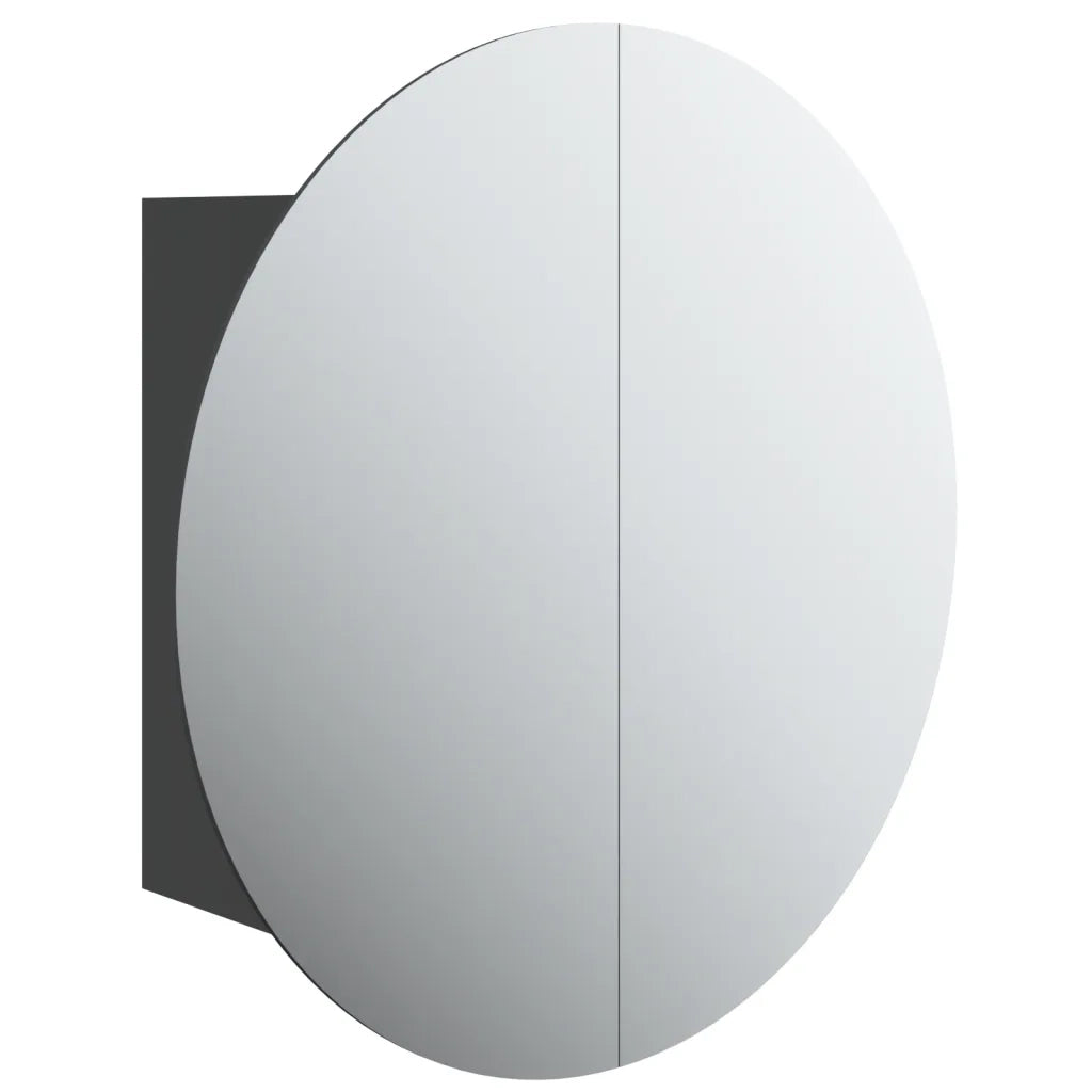 Armadio da Bagno con Specchio Rotondo e LED-Mobiletto a specchio Nero 40x40x17,5cm