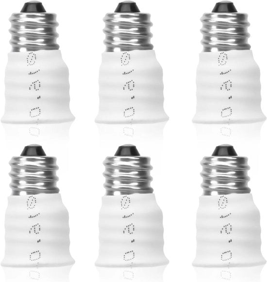 Adattatore per lampadine 6 parti da E14 a E12 per garage (bianco)