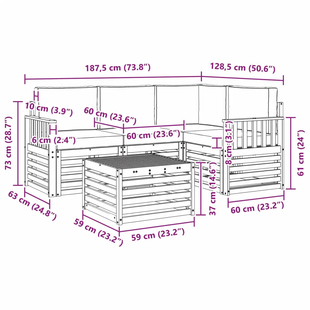 Set di divani da esterno 5 pcs Bianco e Antracite 3391787