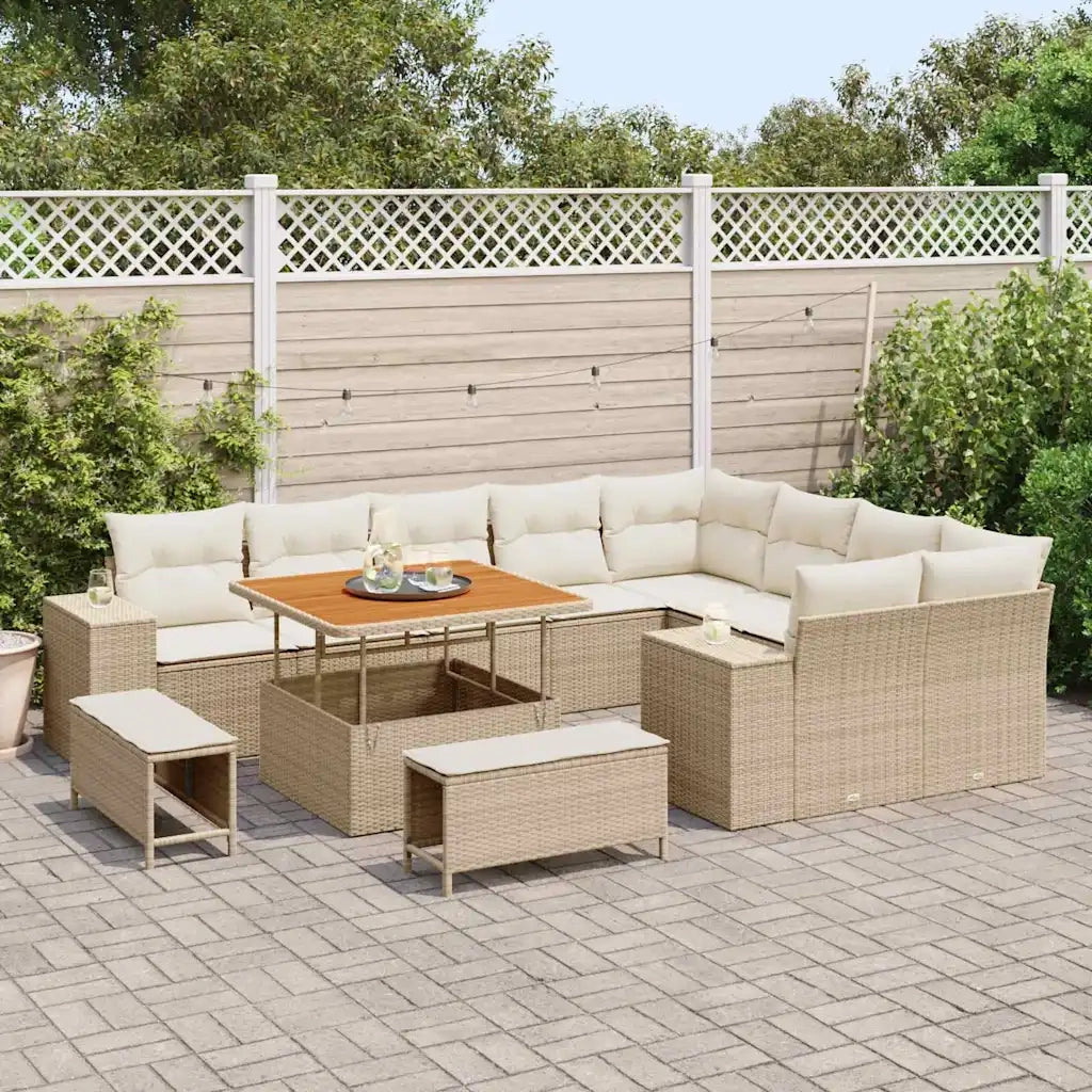 Set Divano da Giardino con cuscino 12 pcs Beige e Crema 3363986