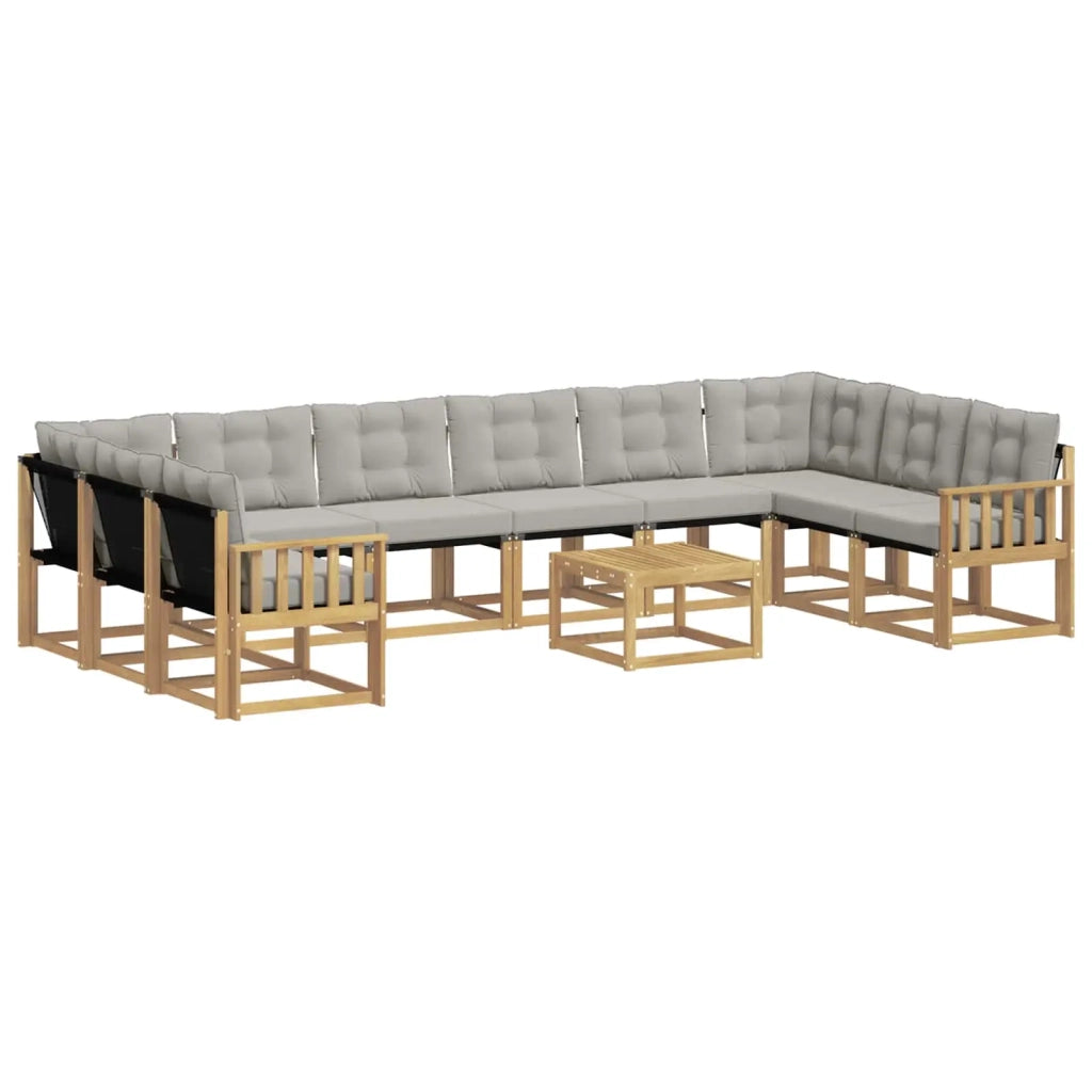 Set di divani da esterno 11 pz Bianco e Grigio Chiaro 3389929