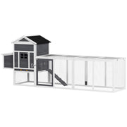 Polleria in Legno Grande per 3-6 Galline con Tetto ¨C zephmum ¨C 297.5x68x118 cm Bianco Grigio