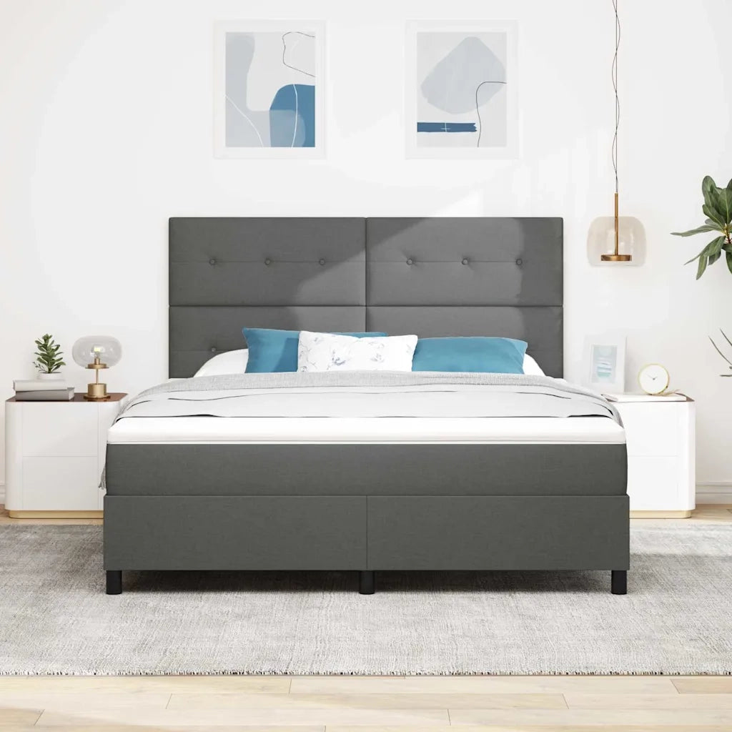 Letto a molle con materasso Grigio scuro 180 x 200 cm Tessuto