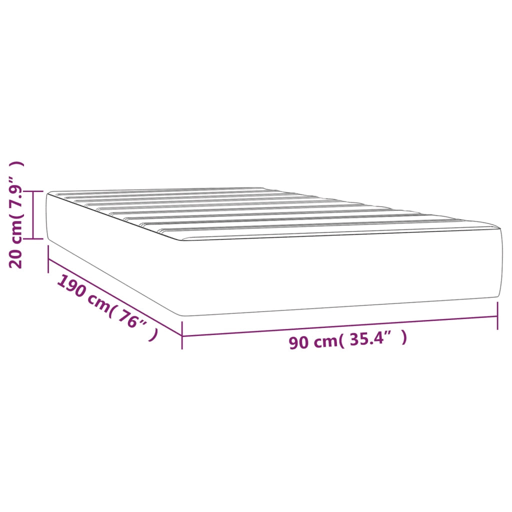 Materasso a Molle Insacchettate Rigidità Media Grigio Scuro 90x190x20 cm in Velluto 347709