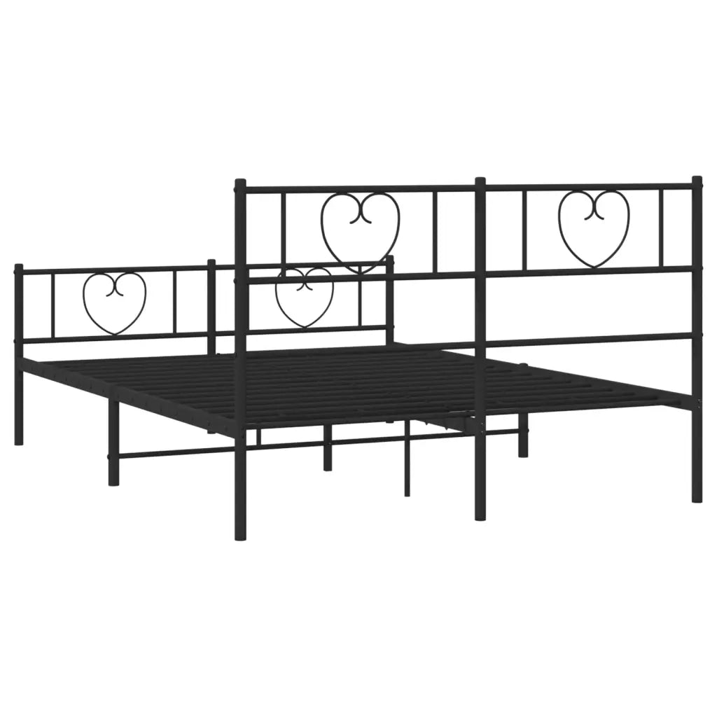 Letto matrimoniale | Letto per adulti | Giroletto senza Materaso con Pediera in Metallo Nero 160x200 cm