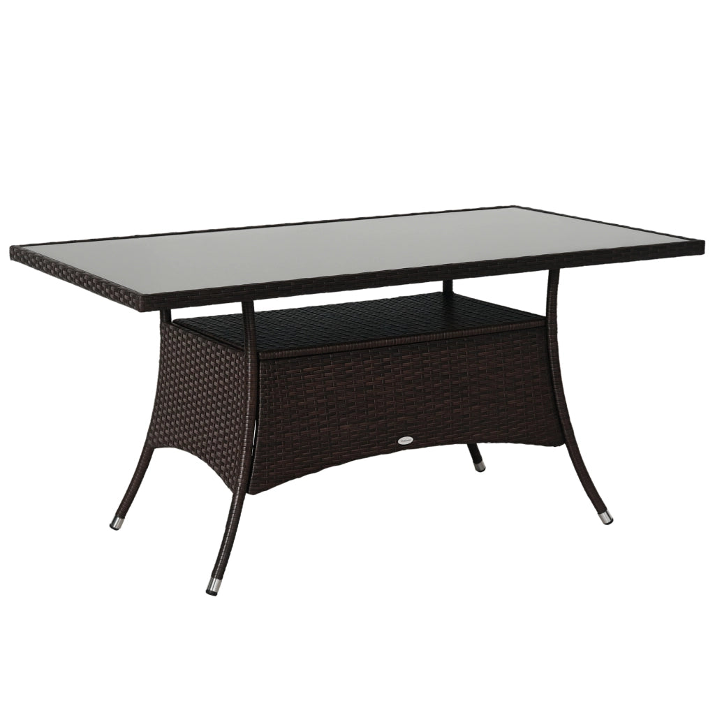 Tavolo da pranzo allungabile ¨C zephmum ¨C Polyrattan marrone, vetro temperato, 150x85x74 cm