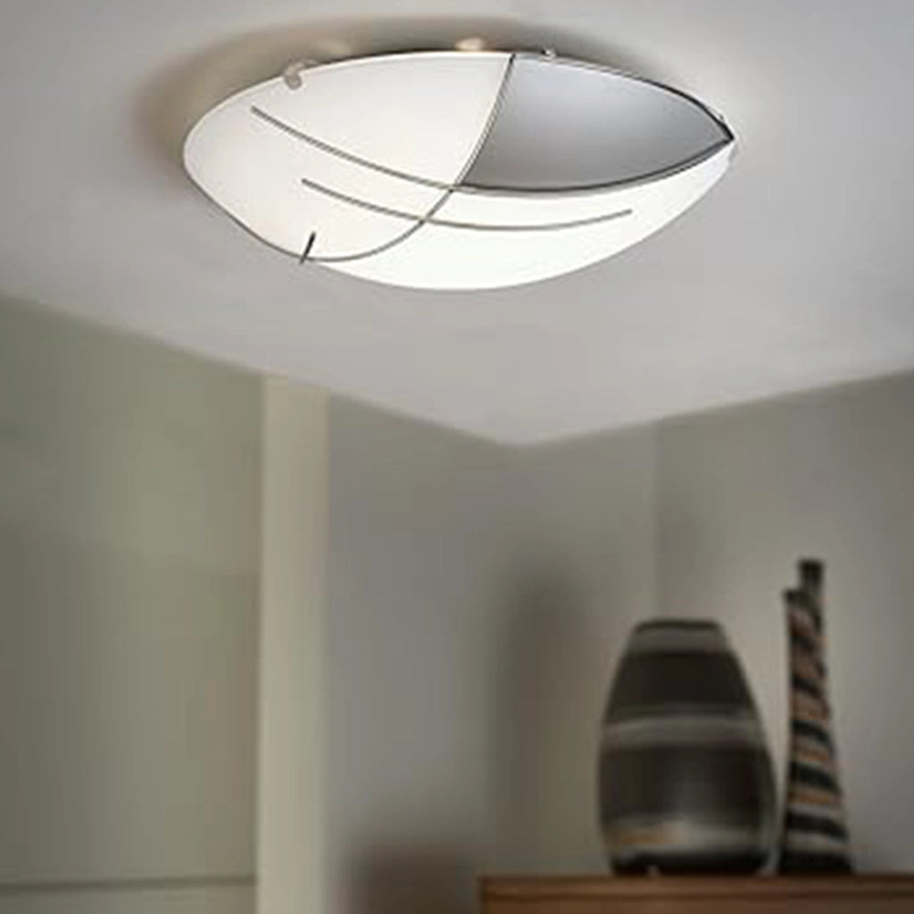 Plafoniera/Applique Contemporanea Raya Vetro Argento E Bianco 1 Luce E27
