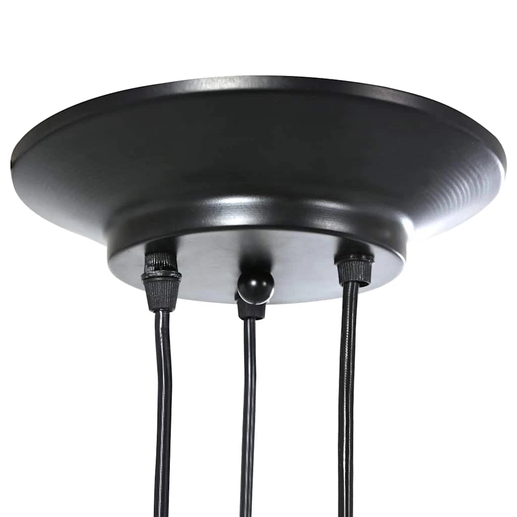 Lampada a sospensione vintage regolabile altezza 150 x 20 cm 3 portalampada design elegante metallo nero sala da pranzo 02_0058020