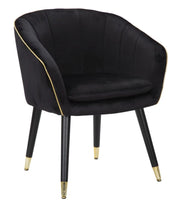 Poltrona elegante, tessuto nero, gambe legno nero 62x58x78cm Paris Gold