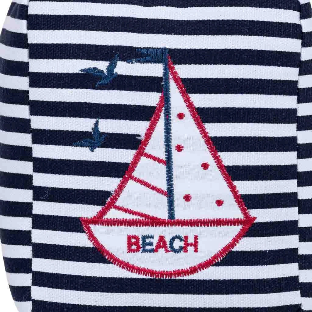 Fermaporta in cotone con barca blu, 14.5x10x5h cm