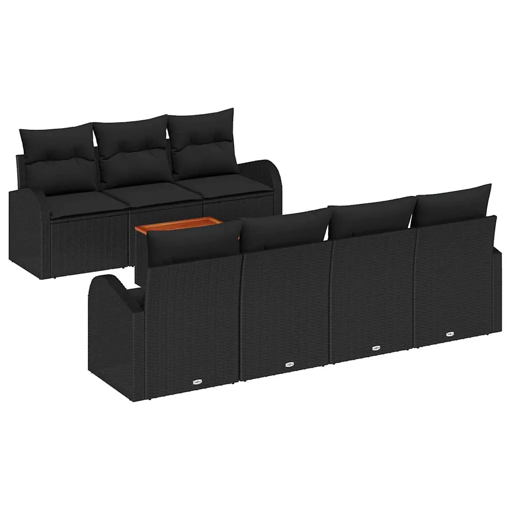Set Divano da Giardino con archiviazione 8 pcs Nero polyrattan 3356210