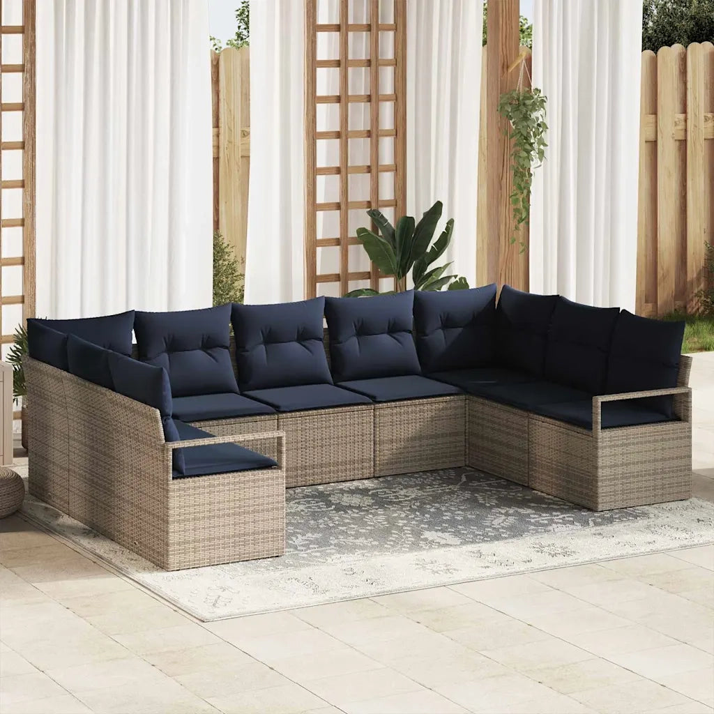 Set di divani con cuscino 7 pcs Grigio polyrattan 3346535