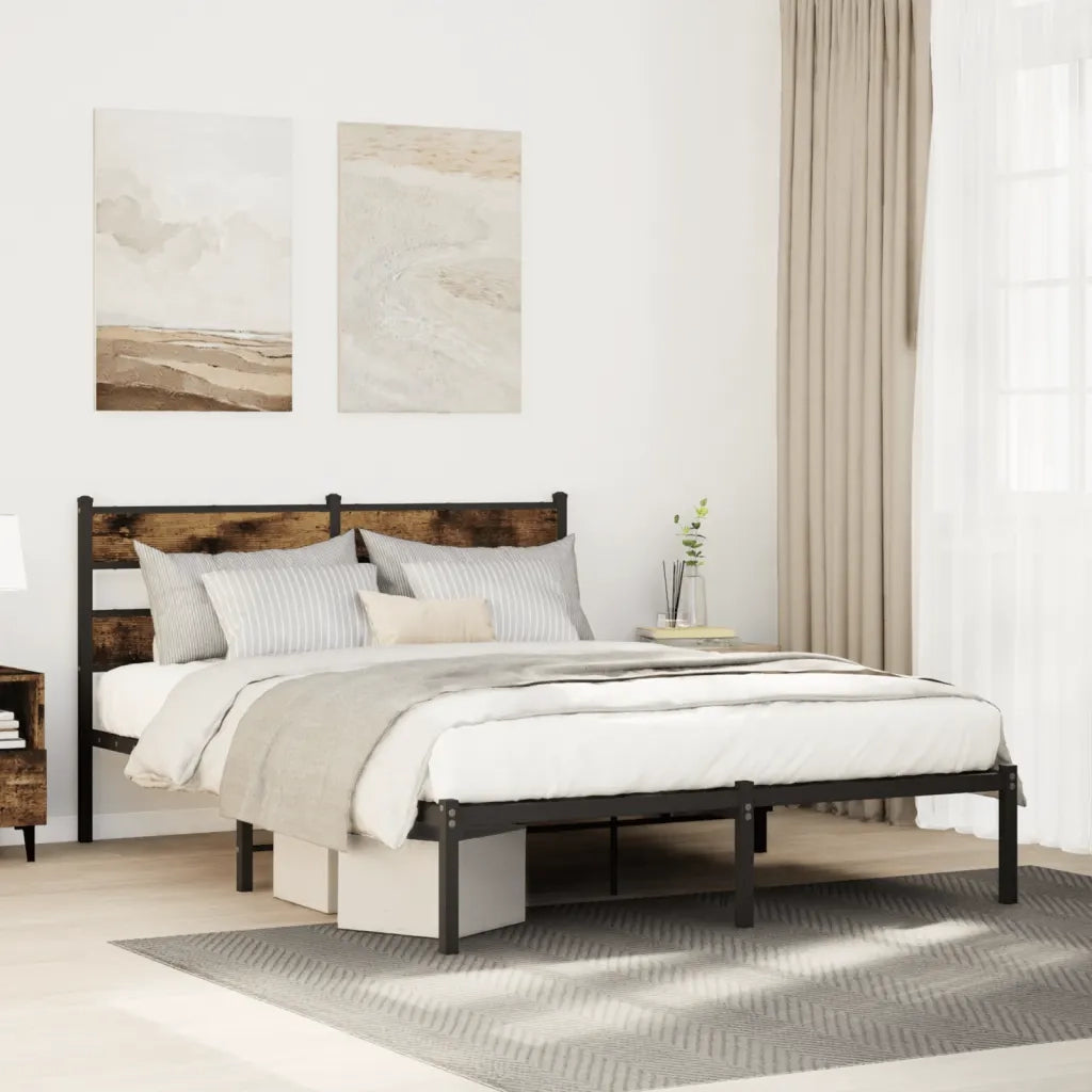 Giroletto senza Materasso in Metallo-Struttura Letto Rovere Fumo 140x200 cm 741880
