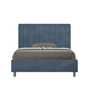 BS COM Letto una piazza e mezza con rete imbottito 120x190 microfibra blu