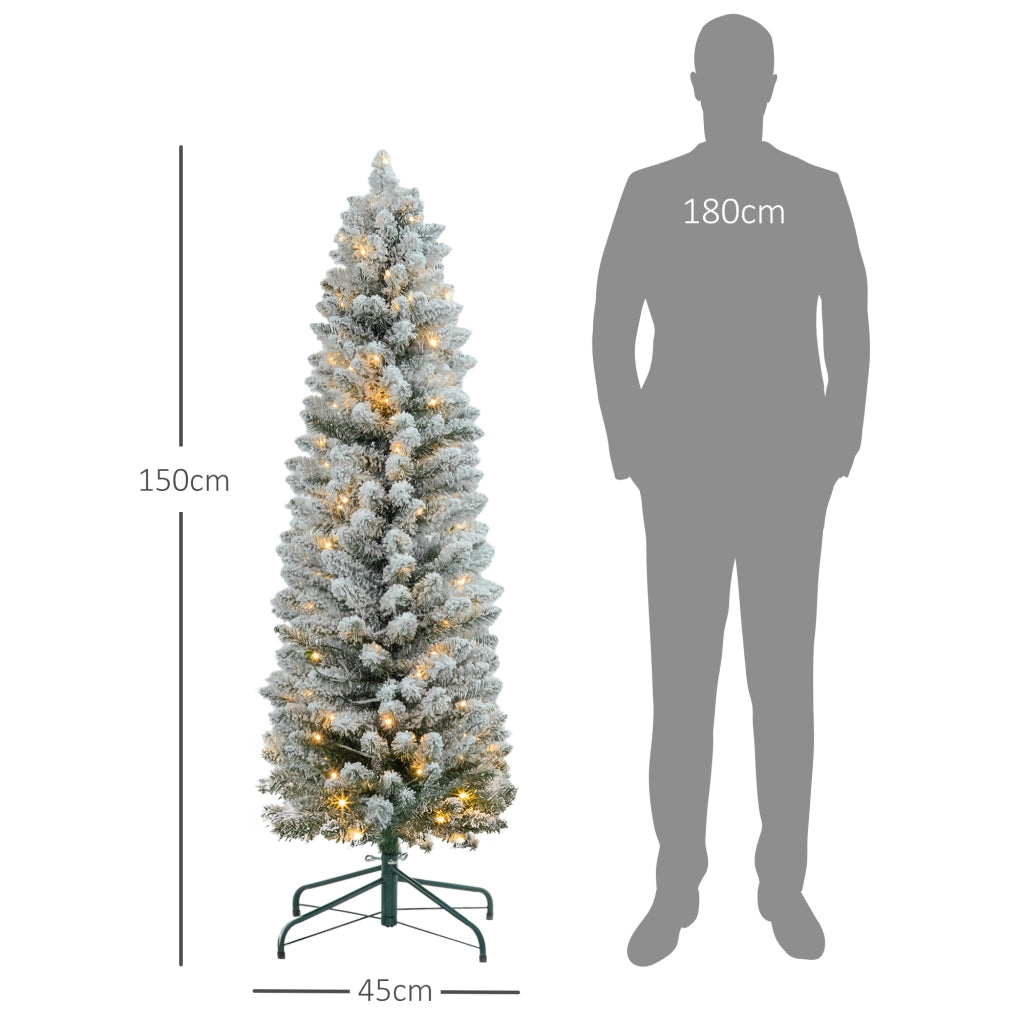 Albero di Natale Artificiale con Luci LED ¨C zephmum ¨C Verde e Bianco 150 cm