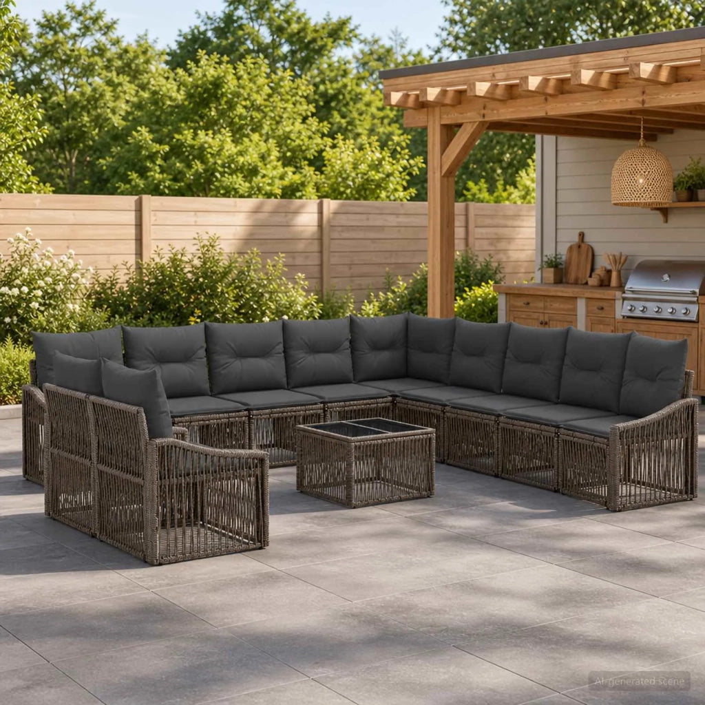 Set Divano da Giardino 12 pz Grigio polyrattan 3436061