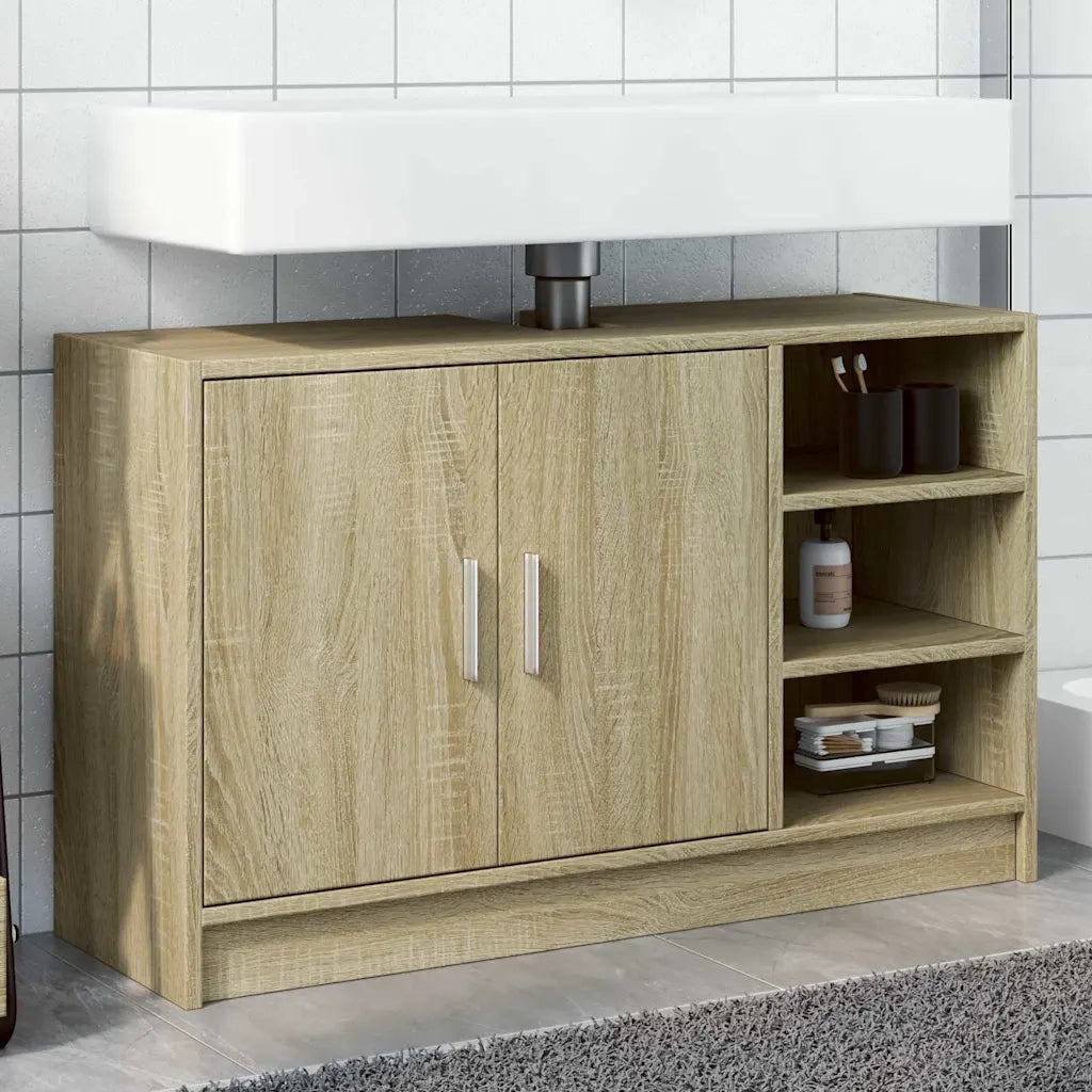 Mobile Lavabo-Armadietto da bagno Rovere Sonoma 90x29x55 cm in Truciolare