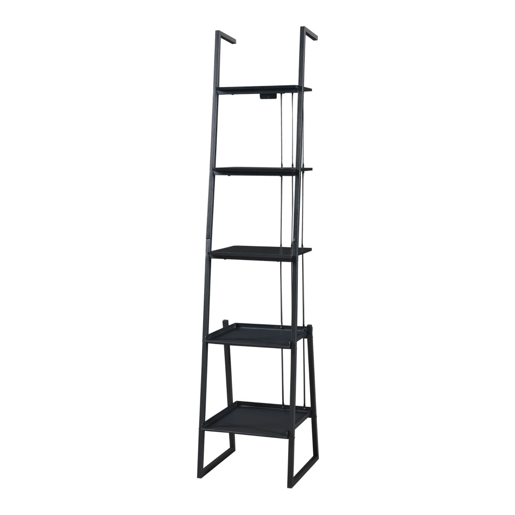 Set di 2 mobili con scala scaffale e scrivania nera 03_0009368