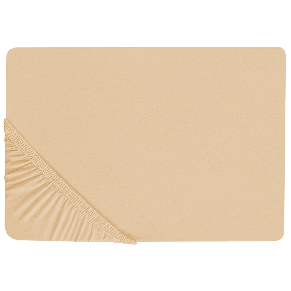 Lenzuolo con angoli cotone beige sabbia 160 x 200 cm con bordi elastici modello classico a tinta unita camera da letto classica