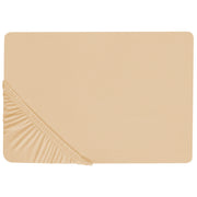 Lenzuolo con angoli cotone beige sabbia 160 x 200 cm con bordi elastici modello classico a tinta unita camera da letto classica