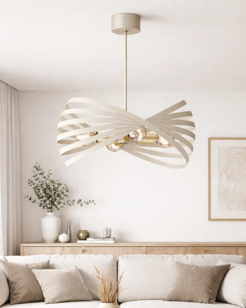 Lampada a sospensione Luminex Sparkle crema oro 4xE27