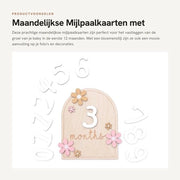 Accessori Foto Mensili - Tavole di Misura - Numeri in Legno - Stile Fiori - Decorazione - 16 x 16 cm - Carte di Crescita
