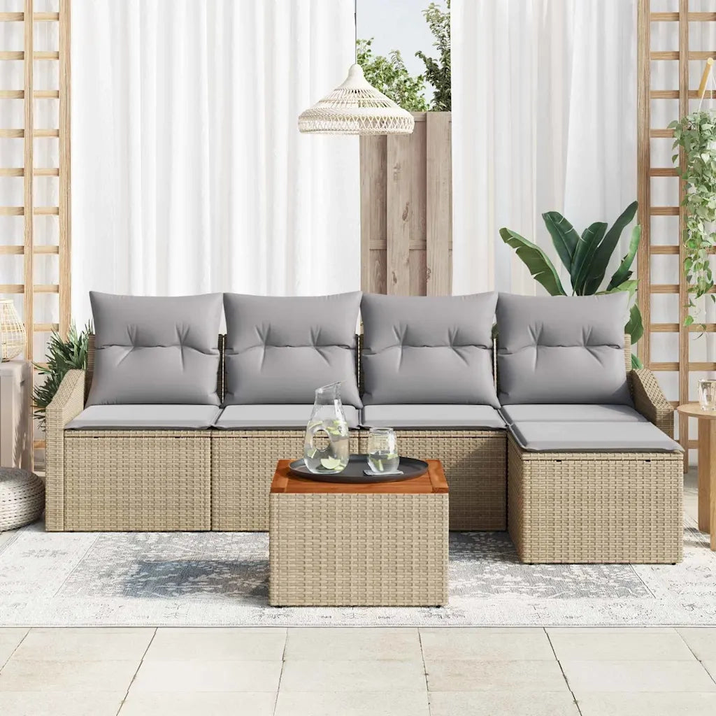 Set Divano da Giardino 6 pcs Beige e Grigio Chiaro polyrattan 3356488