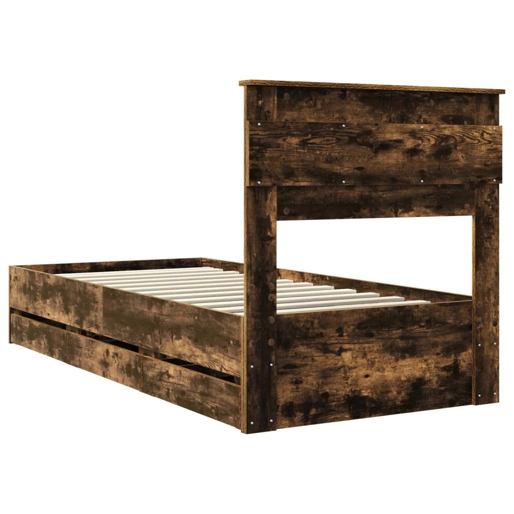 Struttura del letto con cassetto Rovere fumé 90 x 190 cm 3409876