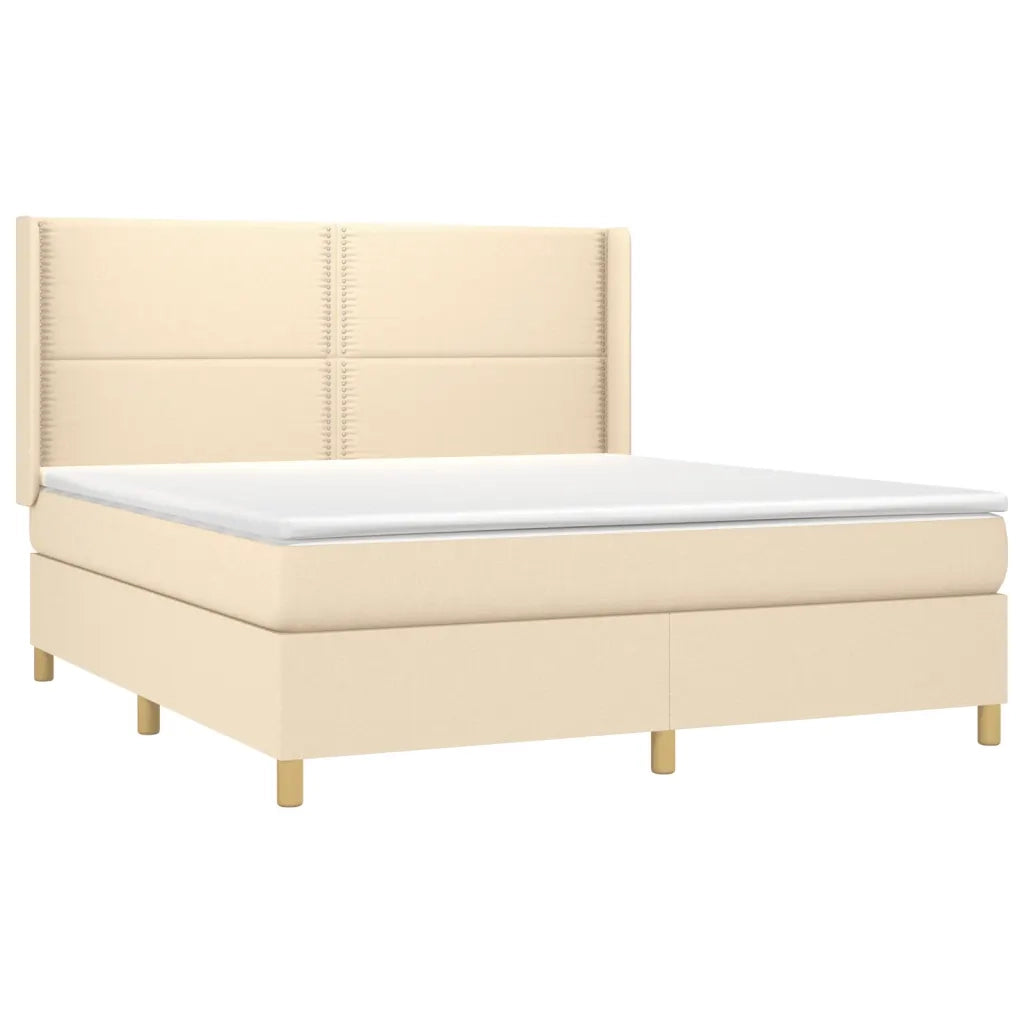 Letto a Molle con Materasso e LED Crema 180x200 cm in Tessuto 3138818