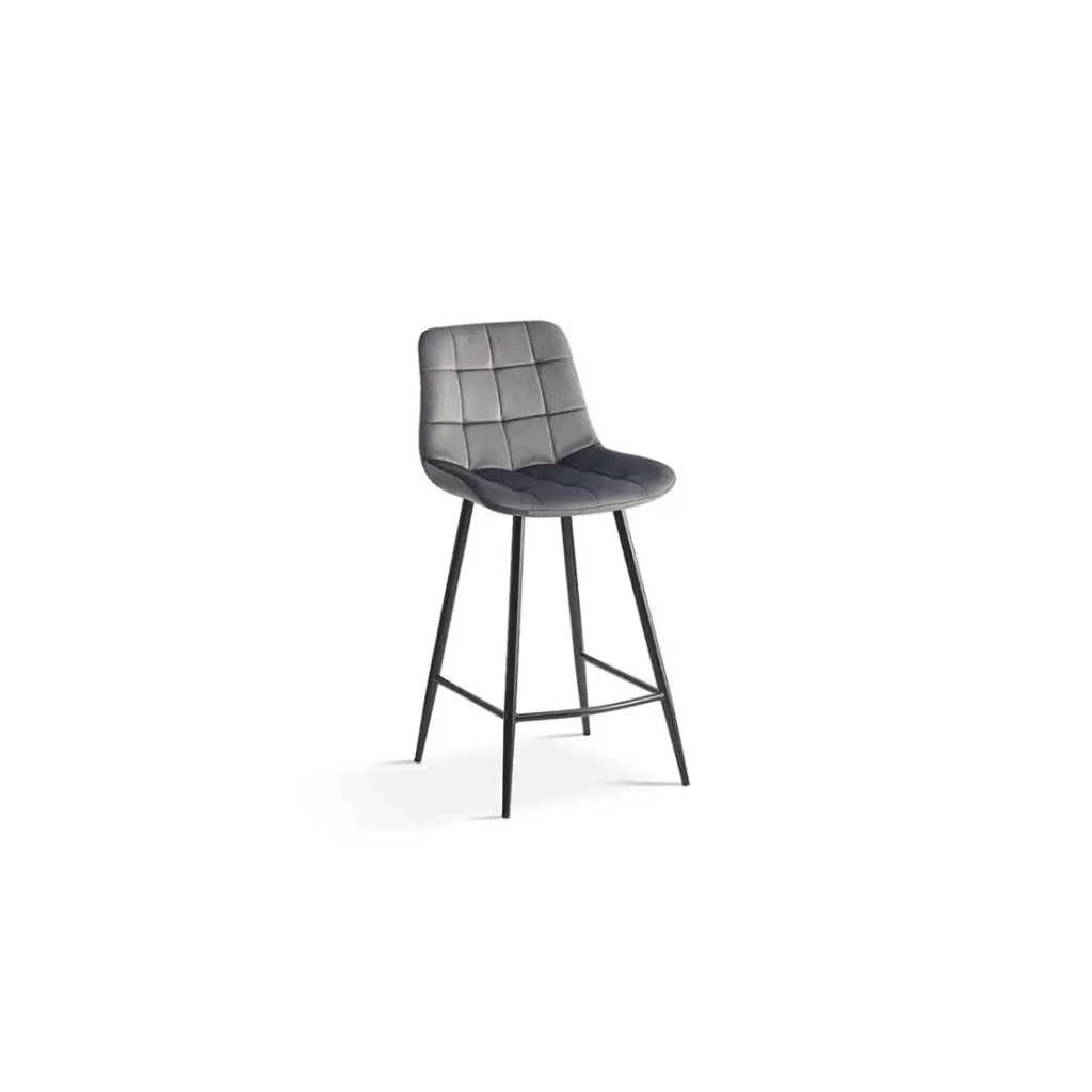 Sedia da bancone JUTE - Velluto color taupe - Gambe in metallo - Altezza 95 cm - Stile contemporaneo