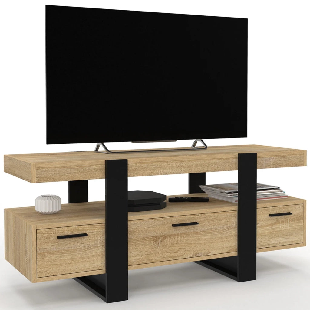 IDMarket - Porta TV PHOENIX legno nero con cassetti