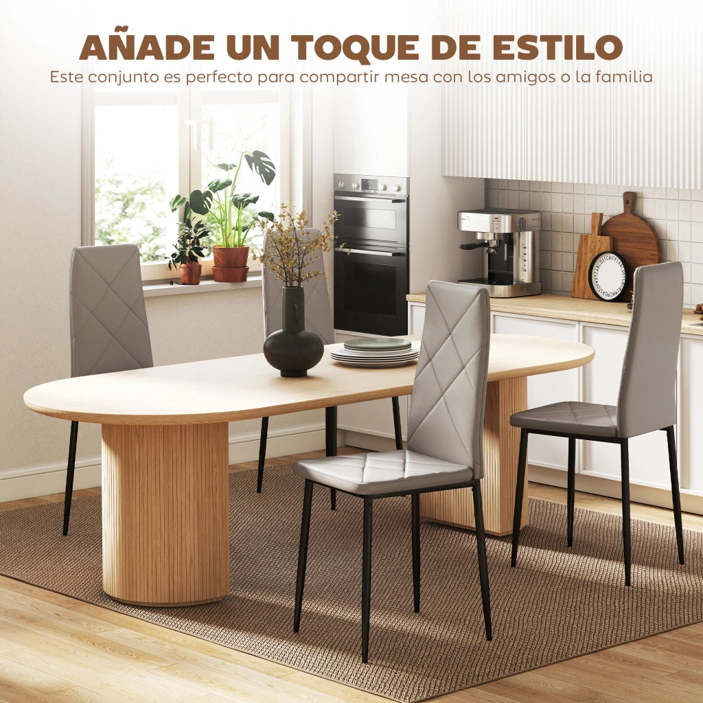 Set 4 Sedie da Pranzo Imbottite ¨C Xylo ¨C Similpelle Grigio Gambe Metallo Schienale Alto 41x50x97cm