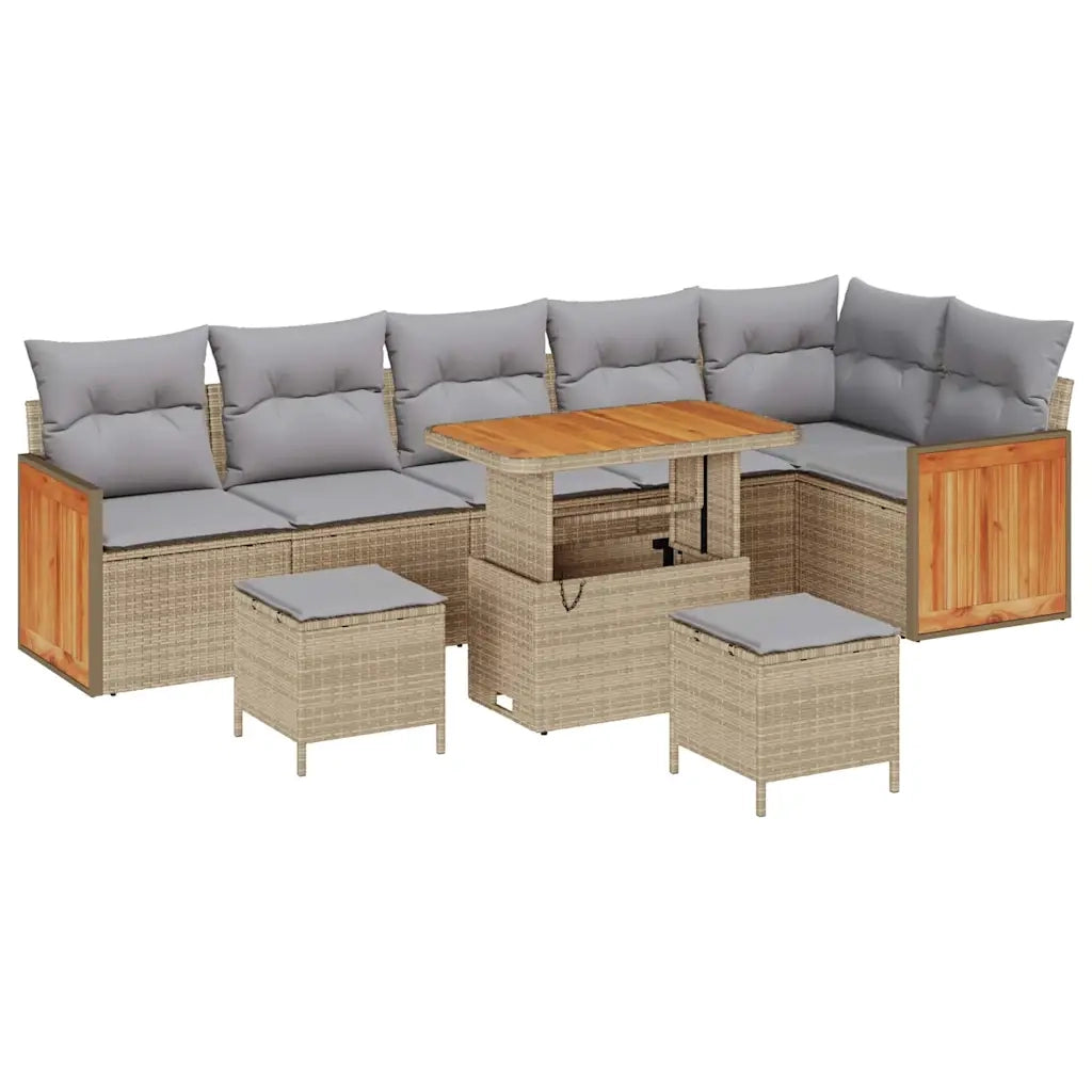 Set Divano da Giardino 11 pcs Beige e Grigio Chiaro polyrattan