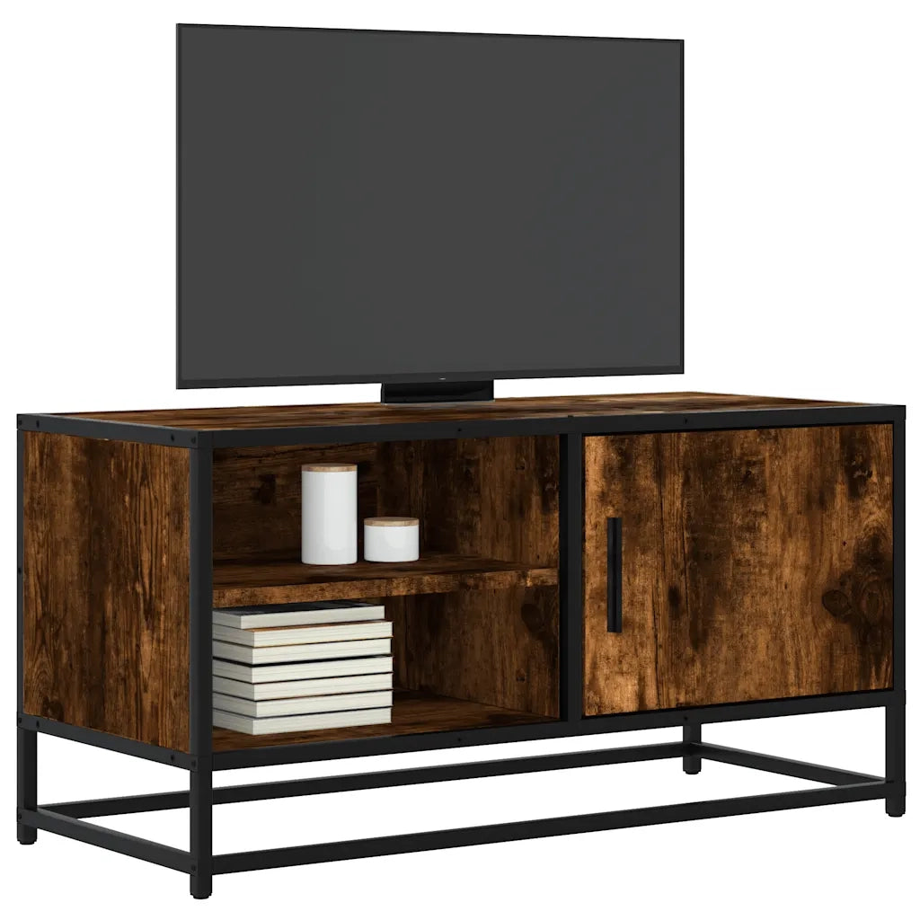 Mobile TV-Credenza per TV-Console TV Rovere Fumo 80x34,5x40 cm Legno Multistrato e Metallo 944696