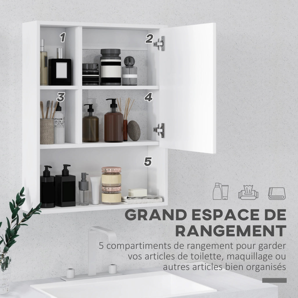 Mobile bagno sospeso con specchio ¨C Xylo ¨C bianco 60x15x76 cm 5 scomparti