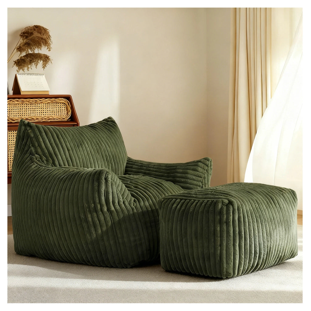 POLTRONA Relax con pouf Verde in flanella