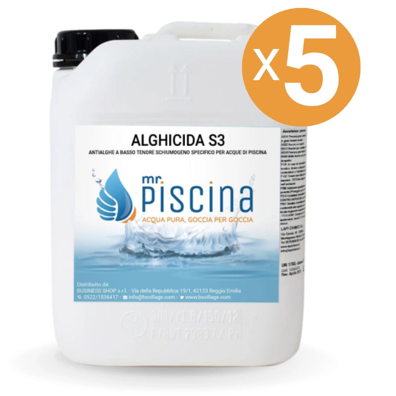 Antialghe piscina ALGHICIDA S3 - A schiuma controllata Quantità confezione: 5 confezioni