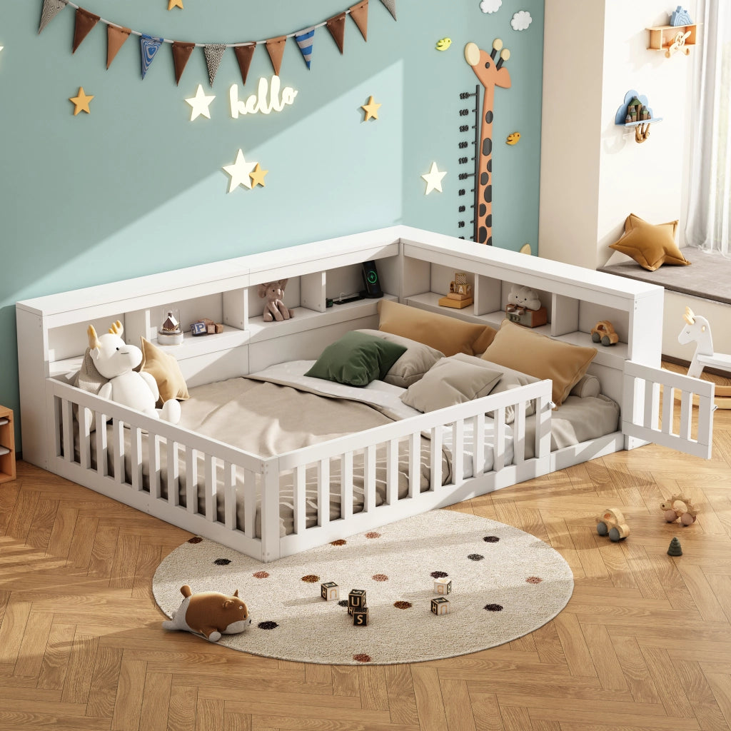 Letto da giorno 140 × 190 cm con vani laterali; rete a doghe; sponda estraibile; prese e USB bianco