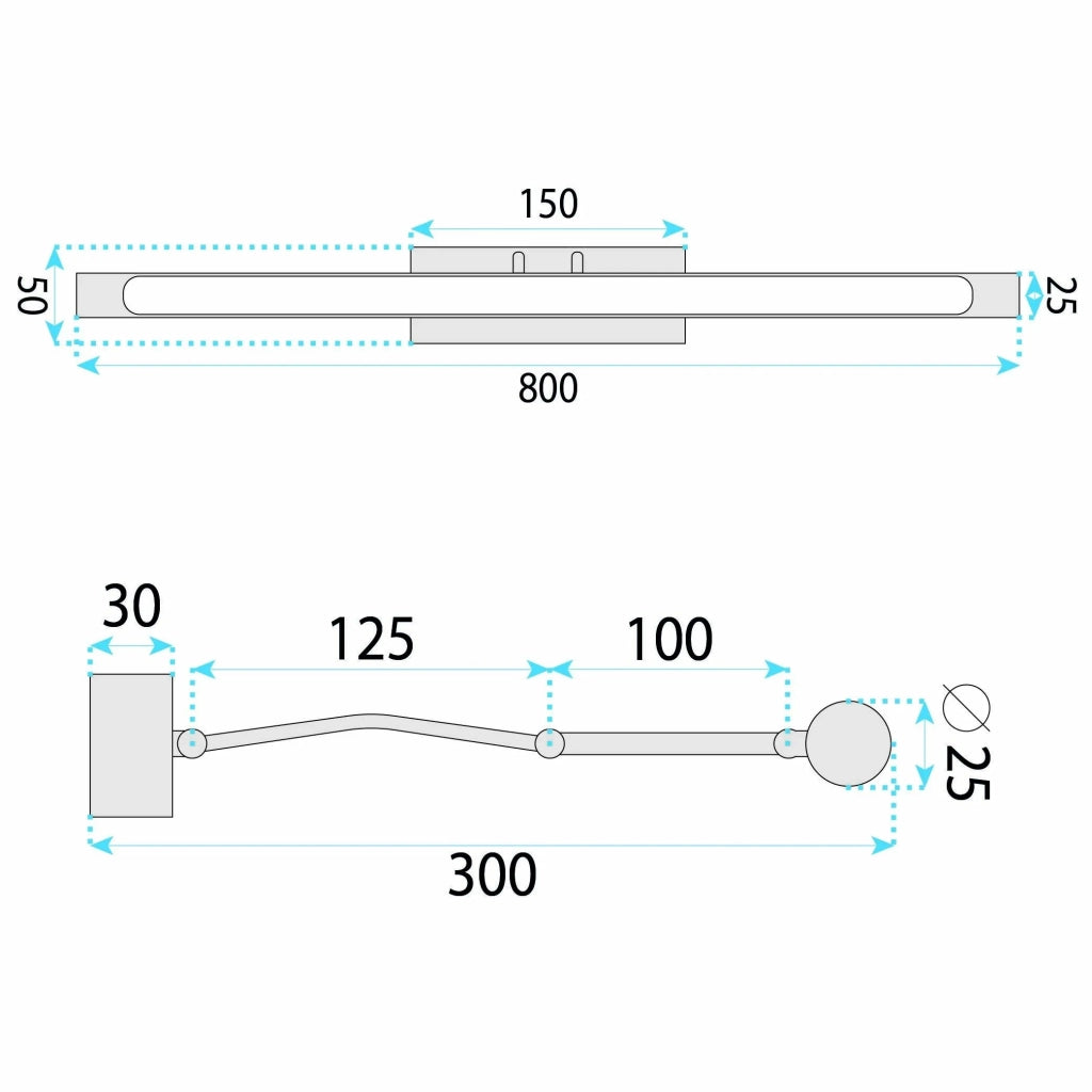 Applique Da Bagno Led Swe021-1w 80cm Gold