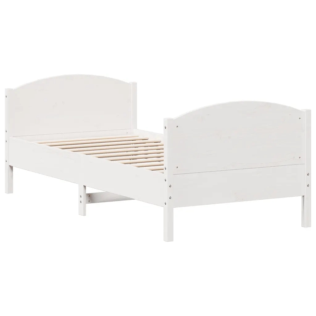 Letto singolo | Letto per adulti | Letto senza Materasso Bianco 90x200 cm Legno Massello di Pino