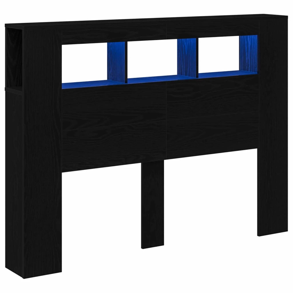 Testiera | Testata LED con strisce LED Rovere Nero 140 x 18,5 x 103,5 cm