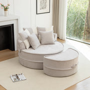 Poltrona Lounge con Ottomana e 5 Cuscini, Senza Montaggio, Chenille, Grigio