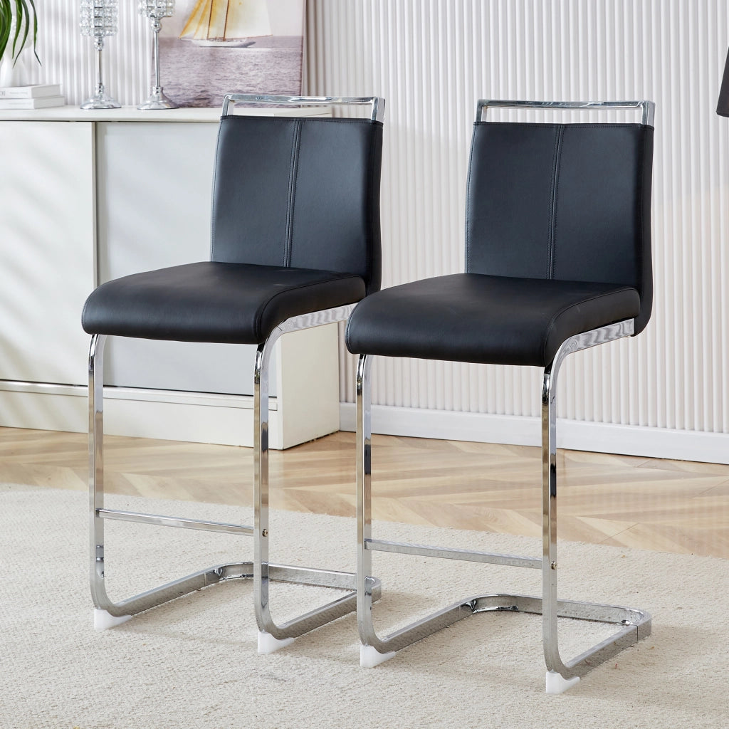 SGABELLO ALTO Set da 2 pezzi 96,5 cm PU Nero e Argento