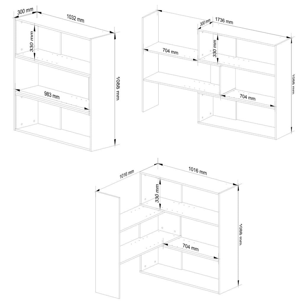 Scaffale AKORD TWIST Bianca 173,6 cm 173,6x30x109,3 cm
