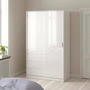 Guardaroba 2 ante Sanjose, Mobile camera da letto, Cabina armadio portabiti, Armadio appendiabiti, 119x60 h200 cm, Bianco lucido