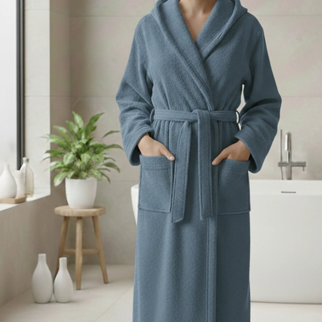 Satotite, Accappatoio 100% Cotone con Cappuccio, blu Fiordaliso