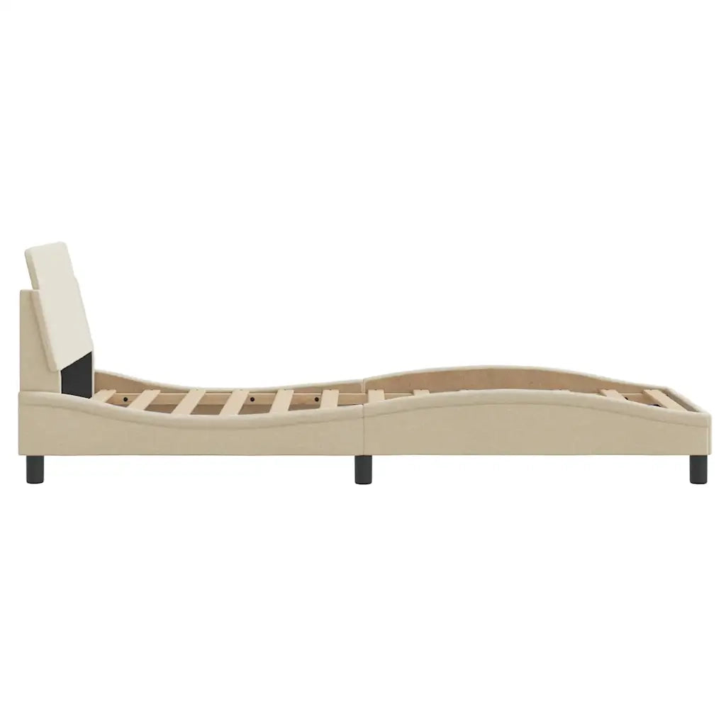 Giroletto con Testiera-Struttura Letto con testiera Dover Crema 90x190 cm Tessuto